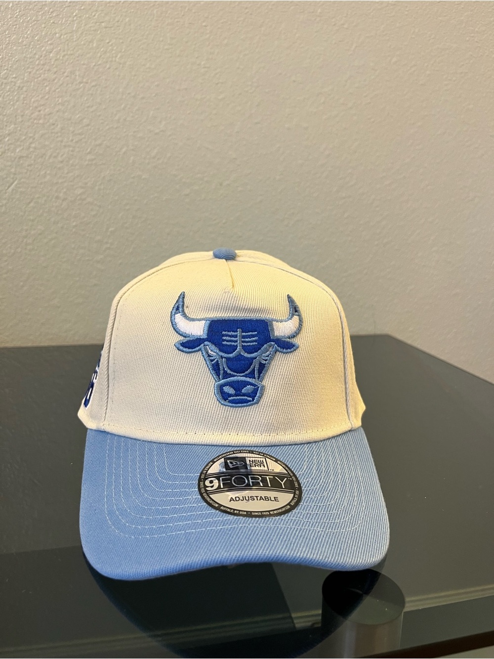 New Era Kids Chicago Bulls Cream and Light Blue Adjustable Cap